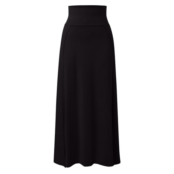 EDFBUYKRS Female Skirts Fall Skirts Plus Size for Women 2026 Womens Double Split Maxi Long Skirt Ladies Plain Basic Two Side Slit 4 22