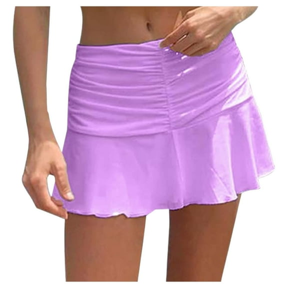 EDFBUYKRS Female Skirts Fall Skirts for Women Midi Length Women's Casual Fashion Solid Color Pleated High Waisted Midi Skirt