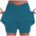 thumbnail image 1 of EDFBUYKRS Female Skirts Flowy Skirts for Women Work Women's High Waist Pocket Athletic Skirted Leggings Two Piece Set V Neck Sports Fashion Workout Bottoms, 1 of 5