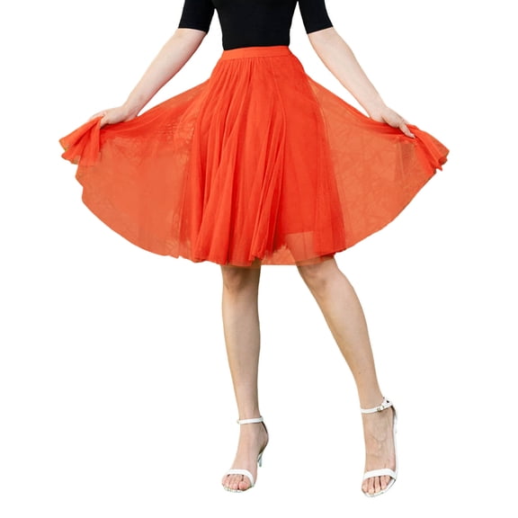 EDFBUYKRS Female Skirts Flowy Skirts for Women Boho High Knee Skirt Quality Pleated Length Skirt Dancing Womens Adult Skirt