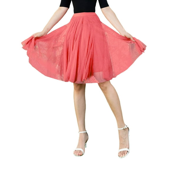 EDFBUYKRS Female Skirts Flowy Skirts for Women Boho High Knee Skirt Quality Pleated Length Skirt Dancing Womens Adult Skirt