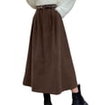 thumbnail image 1 of EDFBUYKRS Female Skirts High Waisted Skirt Long Women's High Waisted Long Corduroy A Line Skirt, 1 of 5