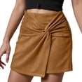 thumbnail image 1 of EDFBUYKRS Female Skirts Knee Length Skirt with Pockets Plaid Autumn Wrap Skirt High Waist Mini Pencil Style Wear Elegant Suede Bodycon Slim Fit Short Skirt, 1 of 6