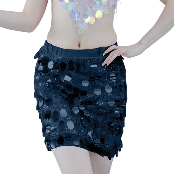 EDFBUYKRS Female Skirts Knee Length Skirts for Women Fall Petite Carnival Sequin Bodycon Mini Skirt Figure Stretch Fitted Partywear Clubwear Evening Celebration Attire