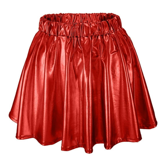 EDFBUYKRS Female Skirts Knee Length Skirts for Women Fall Women's Fashion High Waist Pleated Solid Color Short Skirt Loose Skirt Metallic Skater Skirt Sparkly Shiny Flared Pleated A Line Mini Skort