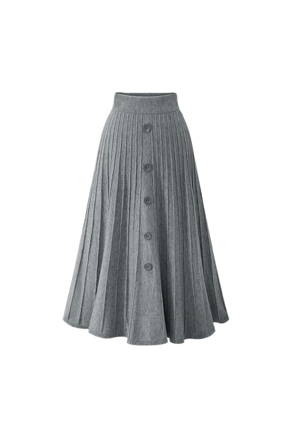 Female Skirts Long Fall Skirt with Pockets High Waist A Line Knit Pleated Midi Skirt for Women Button Front Ribbed Flared Skirt Fall Winter Fashion