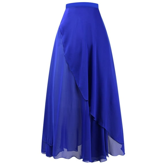 EDFBUYKRS Female Skirts Long Flowy Skirts for Women with Slit Fashion Tie Solid Color Half Chiffon Dress