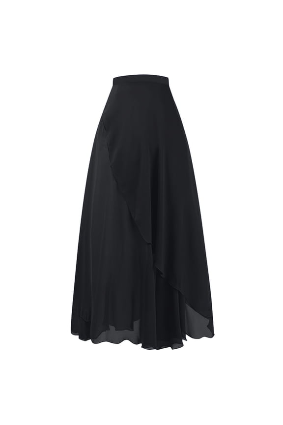 Female Skirts Long Flowy Skirts for Women with Slit Fashion Tie Solid Color Half Chiffon Dress