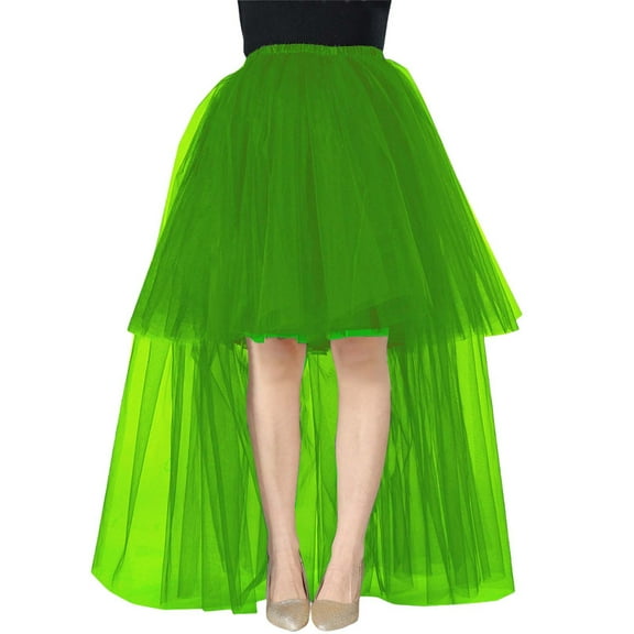 EDFBUYKRS Female Skirts Long Maxi Skirt Plus Size 3X Women's Mesh Layered High Low Hem Skirt Casual Performance A Line Midi Skirt with Flowy Elegant Outfit