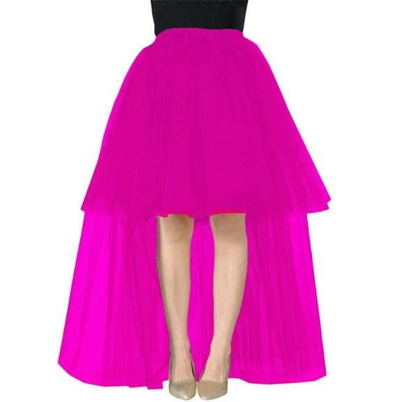 EDFBUYKRS Female Skirts Long Maxi Skirt Plus Size 3X Women's Mesh Layered High Low Hem Skirt Casual Performance A Line Midi Skirt with Flowy Elegant Outfit