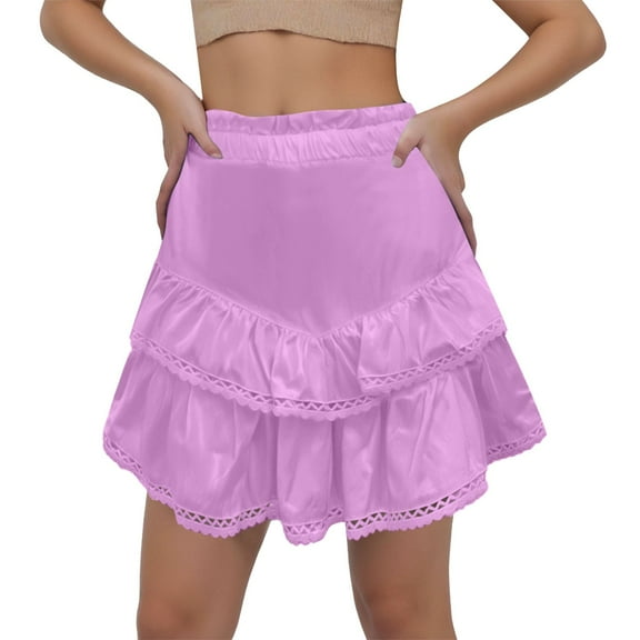 EDFBUYKRS Female Skirts Long Maxi Skirt Set Women Casual Boho Ruffle Tiered Skorts High Waist Mini Skirts