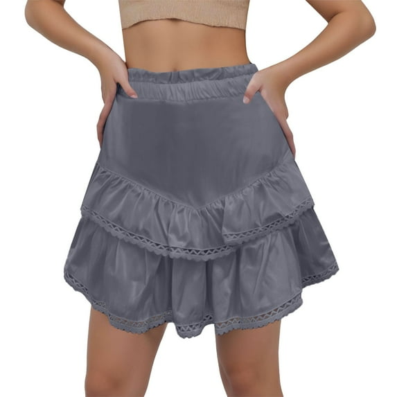 EDFBUYKRS Female Skirts Long Maxi Skirt Set Women Casual Boho Ruffle Tiered Skorts High Waist Mini Skirts