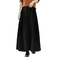 thumbnail image 1 of EDFBUYKRS Female Skirts Long Maxi Skirts with Pockets Corduroy Skirt for High Waist Flowy A Line with Pleated Detail Comfortable Soft Fabric Versatile Casual and Dressy Outfits, 1 of 4