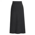 thumbnail image 1 of EDFBUYKRS Female Skirts Long Skirts for Women Plus Size Brown Women's Elegant Knitted Woolen Mid-Calf Skirt Solid High Waist Split Skirt, 1 of 4