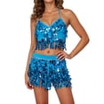 thumbnail image 1 of EDFBUYKRS Female Skirts Maxi Skirt Plus Size 4Xl Sequin Fringe Layered Wrap Skirt for Belly Dance Performance and Latin Practice with Elastic Waistband and Side Slit, 1 of 4