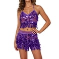 thumbnail image 1 of EDFBUYKRS Female Skirts Maxi Skirt Plus Size 4Xl Sequin Fringe Layered Wrap Skirt for Belly Dance Performance and Latin Practice with Elastic Waistband and Side Slit, 1 of 4