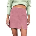 thumbnail image 1 of EDFBUYKRS Female Skirts Mini Skirt with Shorts Concert Women's Short Skirt Solid High Waist Corduroy Skirt Split A Line Skirt, 1 of 7
