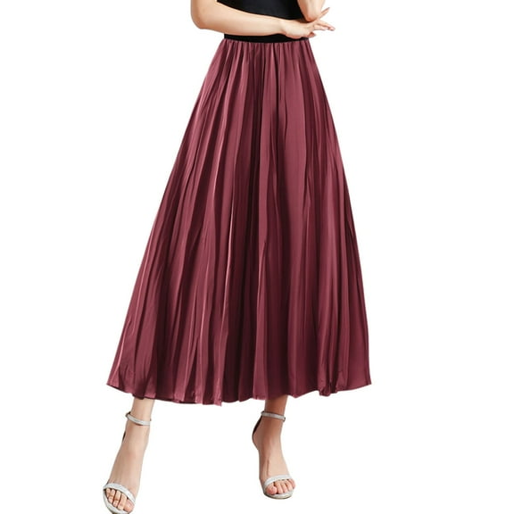EDFBUYKRS Female Skirts Mini Skirt with Shorts Denim Streamer Pleated A Line Skirt Slim Elastic High Waist Loose Big Swing Skirt