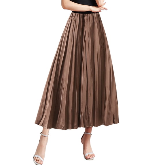 EDFBUYKRS Female Skirts Mini Skirt with Shorts Denim Streamer Pleated A Line Skirt Slim Elastic High Waist Loose Big Swing Skirt