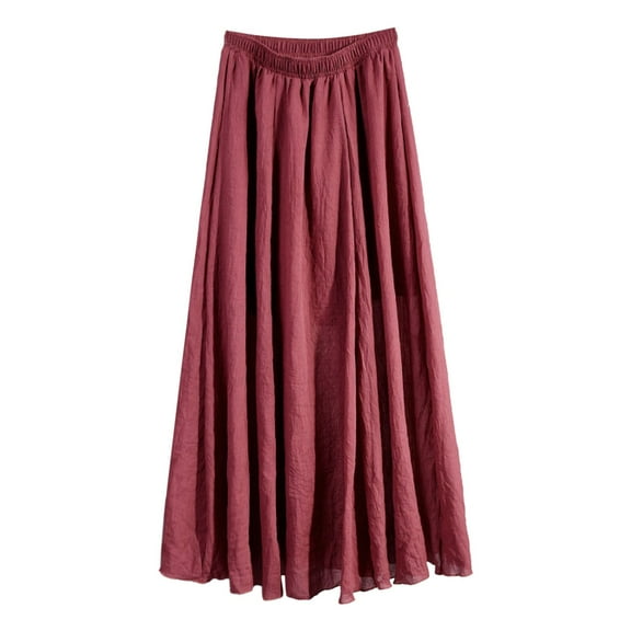 EDFBUYKRS Female Skirts Plus Size Mini Skirt Leather Women Summer Casual Comfy Elastic Waist Skirt Solid Pleated A Line Flowy Skirts