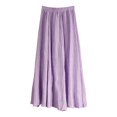 thumbnail image 1 of EDFBUYKRS Female Skirts Plus Size Mini Skirt Leather Women Summer Casual Comfy Elastic Waist Skirt Solid Pleated A Line Flowy Skirts, 1 of 3