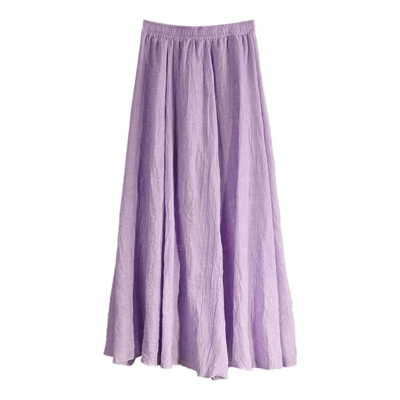 EDFBUYKRS Female Skirts Plus Size Mini Skirt Leather Women Summer Casual Comfy Elastic Waist Skirt Solid Pleated A Line Flowy Skirts