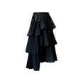 thumbnail image 1 of EDFBUYKRS Female Skirts Plus Size Skirts for Women 3X-4X Long Women's High Waisted A Line Skirt with Layered Design and Mid Length Solid Color Irregular Hem Skirt, 1 of 5
