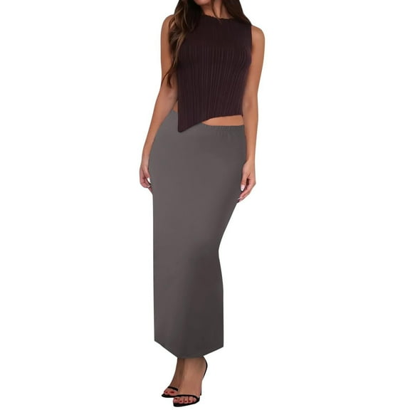 EDFBUYKRS Female Skirts Plus Size Skirts for Women 4X-5X Jean Women's Solid Color Slim Fit High Waist Thickened Midi Skirt for Casual and Evening Wear