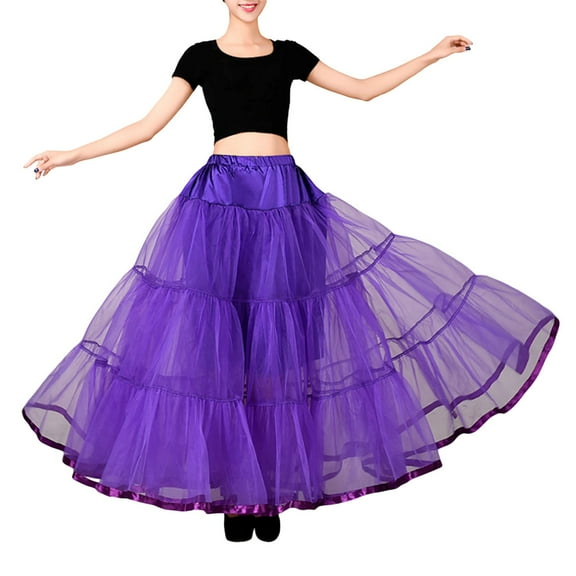 EDFBUYKRS Female Skirts Plus Size Skirts Women's Big Swing Long Boneless Skirt Half Shag Petticoat