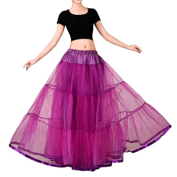 EDFBUYKRS Female Skirts Plus Size Skirts Women's Big Swing Long Boneless Skirt Half Shag Petticoat