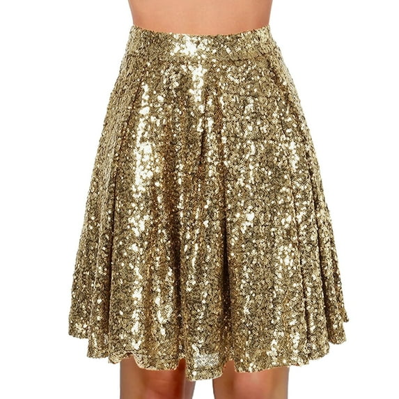 EDFBUYKRS Female Skirts Plus Size Skirts for Women 3X-4X Maxi Women's Fashion High Waist Pleated Solid Color Short Skirt Loose Sequin Skirt