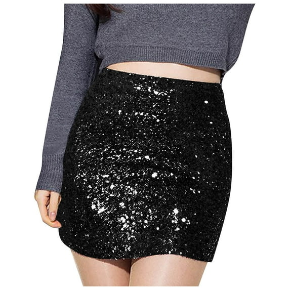 EDFBUYKRS Female Skirts Plus Size Skirts for Women 5X Women's Slim Skirt Sequin Skirt High Waist Full Belly Skirt Solid Elegant Skirt