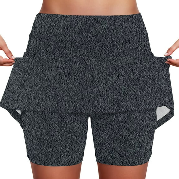 EDFBUYKRS Female Skirts Plus Size Skirts for Women Floral Mid Waist Skirt Pants Women's Casual Sports with Pockets Two Short Skirts