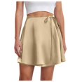 thumbnail image 1 of EDFBUYKRS Female Skirts Plus Size Skirts for Women Formal Women Satin High Waist Lace up A Line Short Skirt Solid Color Skirt, 1 of 7