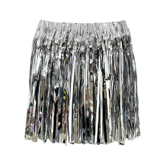 EDFBUYKRS Female Skirts Sequin Skirt Plus Size Silver Lady Rain Dance Performance Beach Music Party for Masquerade Party Skirt