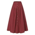thumbnail image 1 of EDFBUYKRS Female Skirts Short Skirt Plus Size Jeans Elastic Women's Spring and Summer Casual Loose Solid Color A Line High Waist Skirt with Pocket Buttons, 1 of 5