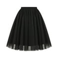 thumbnail image 1 of EDFBUYKRS Female Skirts Short Skirt Plus Size Waist Pleated Mesh Skirt Soft Drape Mid Length Skirt Large Size A Line Skirt, 1 of 2