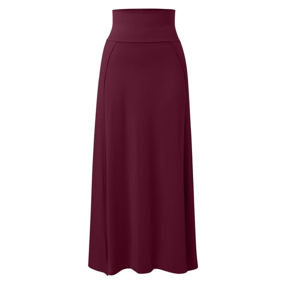 EDFBUYKRS Female Skirts Short Skirts for Women Casual Womens Double Split Maxi Long Skirt Ladies Plain Basic Two Side Slit 4 22