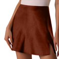 thumbnail image 1 of EDFBUYKRS Female Skirts Short Skirts for Women Xxs Womens Skirts Summer Dressy Casual High Waisted Ruffle A Line Silk Satin Skirts, 1 of 4