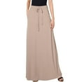 thumbnail image 1 of EDFBUYKRS Female Skirts Womens Fall Skirts Midi Length Brown Women's Casual Versatile Solid Color Drawstring Skirt, 1 of 6
