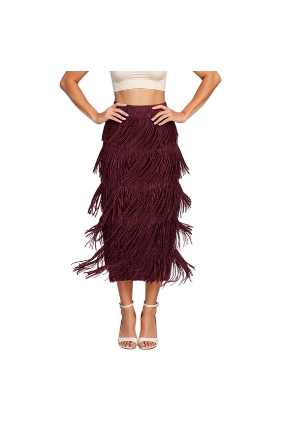 Female Skirts Womens Fall Skirts Plaid Pleated Women's Fashion Flowy Fringe Bodycon Skirt Elegant Comfortable Slim Fit Versatile Midi Skirt for Daily