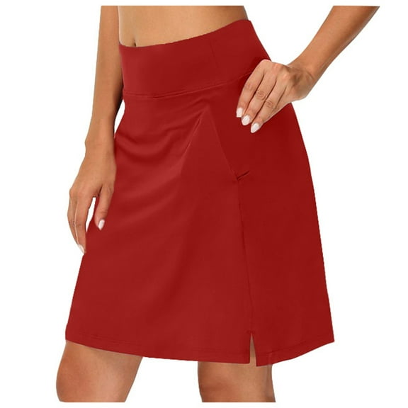 EDFBUYKRS Female Skirts Womens Pleated Skirt Midi Length Womens Sports Tennis Yoga Short Skirt Casual Solid Color Bottom Skirt Set