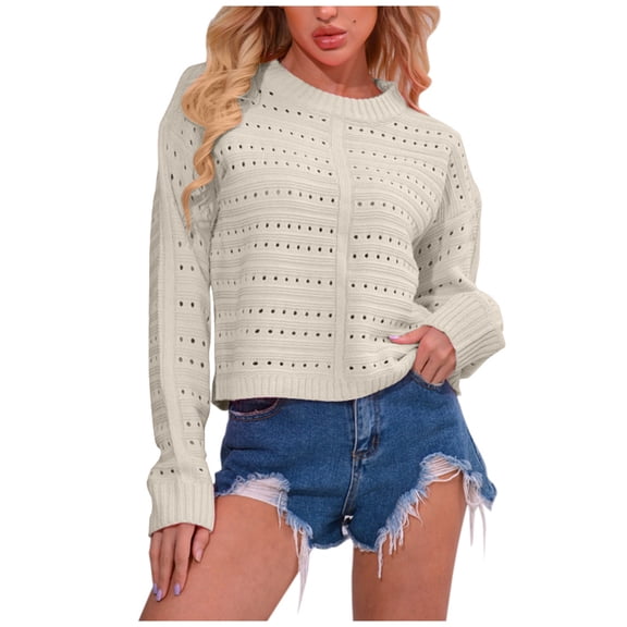 EDFBUYKRS Female Sweaters Long Sleeve Shirts for Women Lightweight Button Tunic Tops Side Split Fall Sweater L