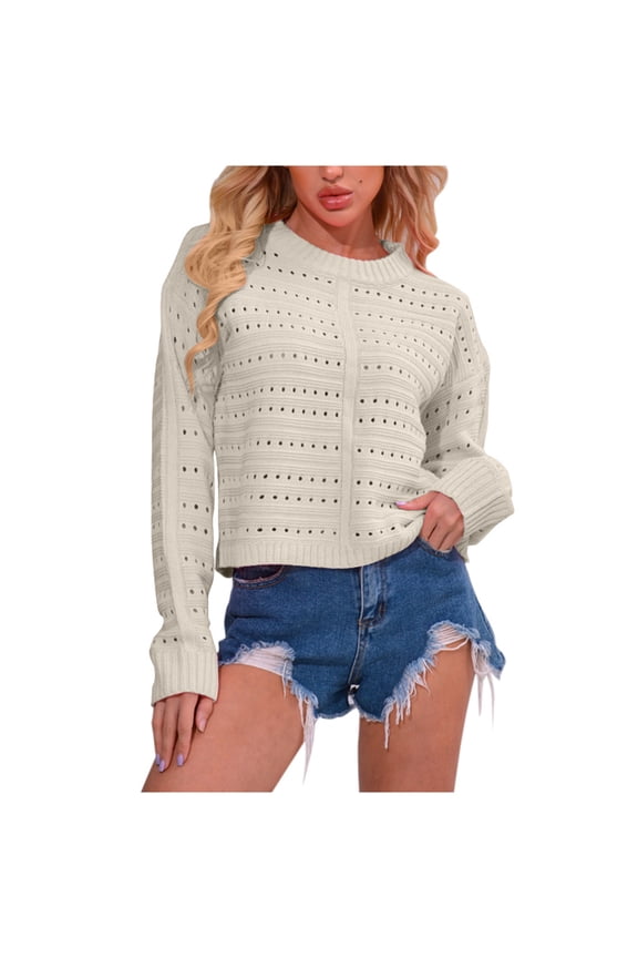Female Sweaters Long Sleeve Shirts for Women Lightweight Button Tunic Tops Side Split Fall Sweater M