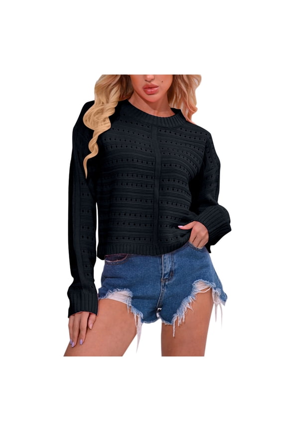 Female Sweaters Long Sleeve Shirts for Women Lightweight Button Tunic Tops Side Split Fall Sweater M