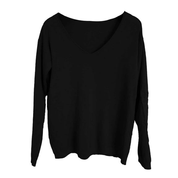 EDFBUYKRS Female Sweaters Sweaters for Women 3/4 Sleeve V Neck Shirts Dressy Casual Blouses Loose Fit Tunic Tops Fall Sweater L