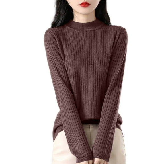 EDFBUYKRS Female Sweaters Women's Cozy Yarn Neck Sweater with Short Sleeves, Lightweight Fall Sweater M