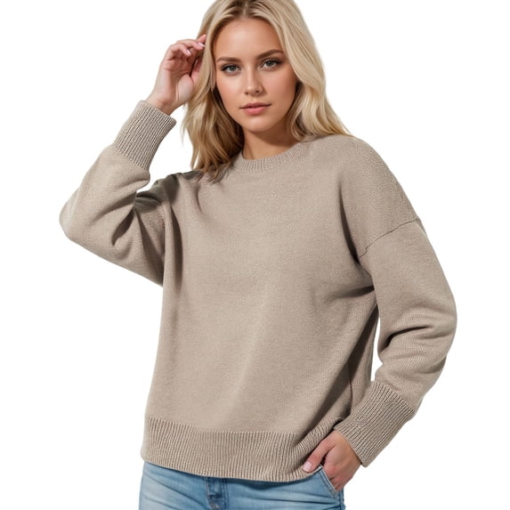 EDFBUYKRS Female Sweaters Women's Fall Soft Crewneck Long Sleeve Hollow Knit Pullover Sweaters Fall Sweater L