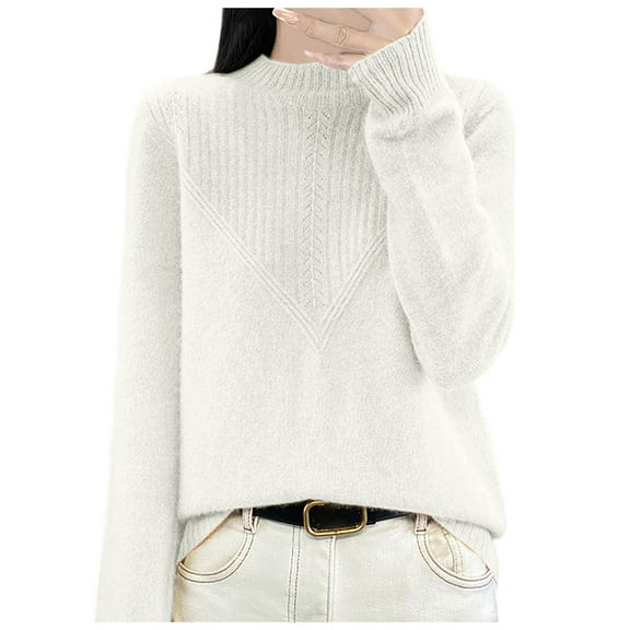EDFBUYKRS Female Sweaters Women's Turtleneck Oversized Sweaters Batwing Long Sleeve Pullover Loose Knit Fall Sweater L