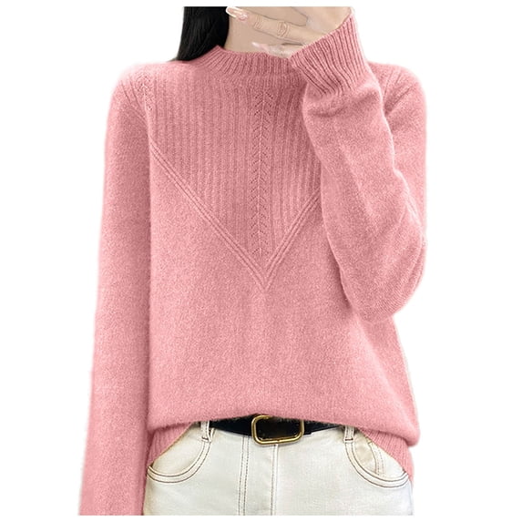 EDFBUYKRS Female Sweaters Women's Turtleneck Oversized Sweaters Batwing Long Sleeve Pullover Loose Knit Fall Sweater L